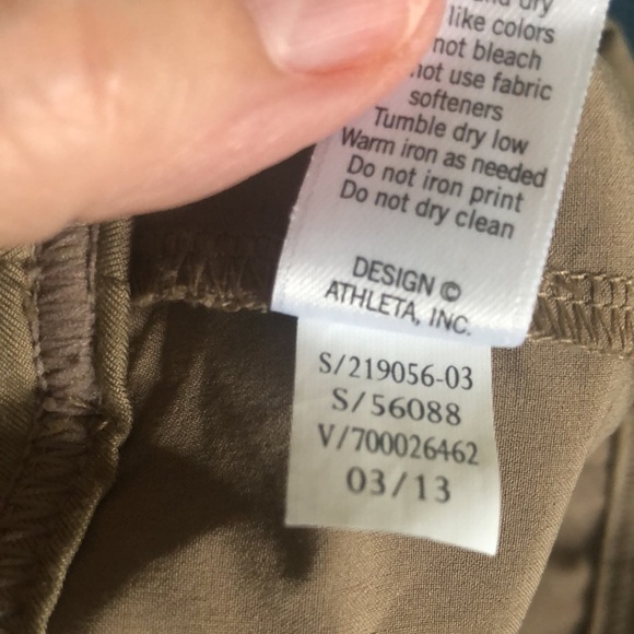 Athleta Wherever Skort Skirt Beige 12 Cinched Waist Pockets Stretch Knit Flare - Picture 8 of 8